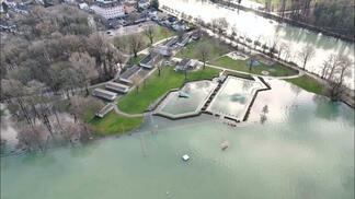 Hochwasser-Drohnenimpressionen Ipsach, Nidau &amp; Biel/Bienne 